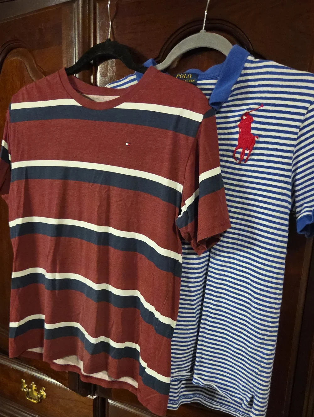 Ralph Lauren Red, Navy & White Striped Tee and Blue & White Polo Duo